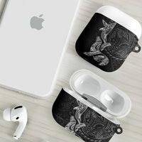 Hawaiian Monk Seal and Whale AirPods Case Kakau Tribal Pattern Grayscale