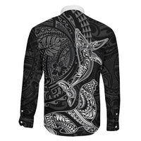 Hawaiian Monk Seal and Whale Family Matching Mermaid Dress and Hawaiian Shirt Kakau Tribal Pattern Grayscale LT03 - Polynesian Pride
