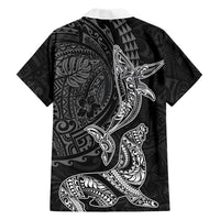 Hawaiian Monk Seal and Whale Family Matching Tank Maxi Dress and Hawaiian Shirt Kakau Tribal Pattern Grayscale LT03 - Polynesian Pride