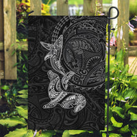 Hawaiian Monk Seal and Whale Garden Flag Kakau Tribal Pattern Grayscale