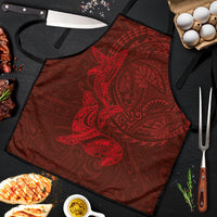 Hawaiian Monk Seal and Whale Apron Kakau Tribal Pattern Red Color