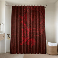 Hawaiian Monk Seal and Whale Bathroom Set Kakau Tribal Pattern Red Color