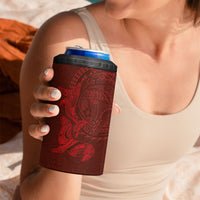 Hawaiian Monk Seal and Whale 4 in 1 Can Cooler Tumbler Kakau Tribal Pattern Red Color LT03 - Polynesian Pride