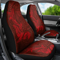 Hawaiian Monk Seal and Whale Car Seat Cover Kakau Tribal Pattern Red Color