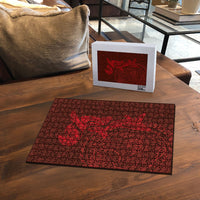 Hawaiian Monk Seal and Whale Puzzle Kakau Tribal Pattern Red Color