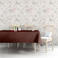 Hawaiian Monk Seal and Whale Tablecloth Kakau Tribal Pattern Red Color LT03 - Polynesian Pride