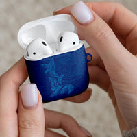 Hawaiian Monk Seal and Whale AirPods Case Kakau Tribal Pattern Blue Color