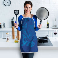 Hawaiian Monk Seal and Whale Apron Kakau Tribal Pattern Blue Color