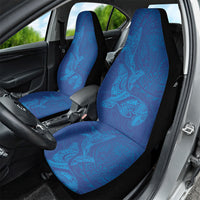 Hawaiian Monk Seal and Whale Car Seat Cover Kakau Tribal Pattern Blue Color