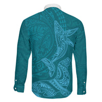 Hawaiian Monk Seal and Whale Family Matching Puletasi and Hawaiian Shirt Kakau Tribal Pattern Teal Color LT03 - Polynesian Pride