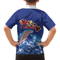 Hawaiian Sea Animals Family Matching Off Shoulder Short Dress and Hawaiian Shirt Whales Shark and Turtle Guardians with Tribal Pattern LT03 - Polynesian Pride