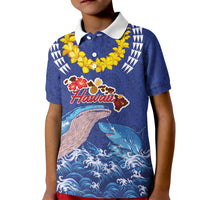 Hawaiian Sea Animals Kid Polo Shirt Whales Shark and Turtle Guardians with Tribal Pattern