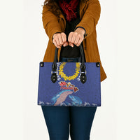 Hawaiian Sea Animals Leather Bag Whales Shark and Turtle Guardians with Tribal Pattern
