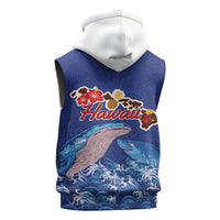 Hawaiian Sea Animals Sleeveless Zip Hoodie Whales Shark and Turtle Guardians with Tribal Pattern LT03 - Polynesian Pride