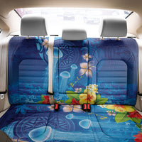 Fiji Jellyfish Back Car Seat Cover Tapa Patterns and Hibiscus Sea Vibe