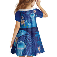 Fiji Jellyfish Family Matching Summer Maxi Dress and Hawaiian Shirt Tapa Patterns and Hibiscus Sea Vibe LT03 - Polynesian Pride