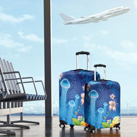 Fiji Jellyfish Luggage Cover Tapa Patterns and Hibiscus Sea Vibe