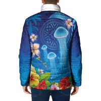 Fiji Jellyfish Padded Jacket Tapa Patterns and Hibiscus Sea Vibe LT03 - Polynesian Pride