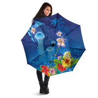 Fiji Jellyfish Umbrella Tapa Patterns and Hibiscus Sea Vibe LT03 - Polynesian Pride