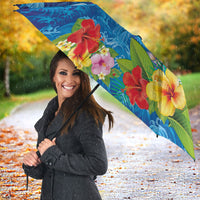 Fiji Jellyfish Umbrella Tapa Patterns and Hibiscus Sea Vibe LT03 - Polynesian Pride