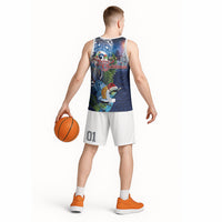 New Zealand Merry Christmas Basketball Jersey Maori Tribal Pattern with Xmas Tui Bird LT03 - Polynesian Pride