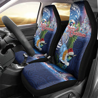 New Zealand Merry Christmas Car Seat Cover Maori Tribal Pattern with Xmas Tui Bird LT03 - Polynesian Pride