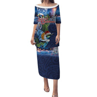 New Zealand Merry Christmas Family Matching Puletasi and Hawaiian Shirt Maori Tribal Pattern with Xmas Tui Bird LT03 Mom's Dress Multicolor - Polynesian Pride