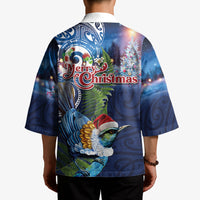 New Zealand Merry Christmas Kimono Maori Tribal Pattern with Xmas Tui Bird