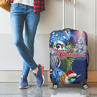 New Zealand Merry Christmas Luggage Cover Maori Tribal Pattern with Xmas Tui Bird LT03 - Polynesian Pride