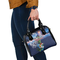 New Zealand Merry Christmas Shoulder Handbag Maori Tribal Pattern with Xmas Tui Bird LT03 - Polynesian Pride