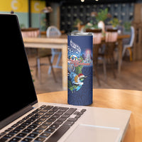New Zealand Merry Christmas Skinny Tumbler Maori Tribal Pattern with Xmas Tui Bird LT03 - Polynesian Pride