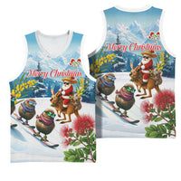 New Zealand and Australia Merry Christmas Basketball Jersey Kiwi Birds Skiing and Koala Santa Riding Kangaroo LT03 - Polynesian Pride