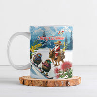 New Zealand and Australia Merry Christmas Ceramic Mug Kiwi Birds Skiing and Koala Santa Riding Kangaroo LT03 Multicolor - Polynesian Pride