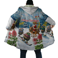 New Zealand and Australia Merry Christmas Cloak Kiwi Birds Skiing and Koala Santa Riding Kangaroo LT03 - Polynesian Pride