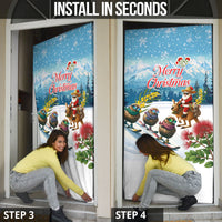 New Zealand and Australia Merry Christmas Door Cover Kiwi Birds Skiing and Koala Santa Riding Kangaroo LT03 - Polynesian Pride