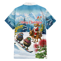 New Zealand and Australia Merry Christmas Family Matching Mermaid Dress and Hawaiian Shirt Kiwi Birds Skiing and Koala Santa Riding Kangaroo LT03 - Polynesian Pride