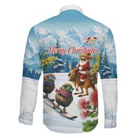 New Zealand and Australia Merry Christmas Family Matching Mermaid Dress and Hawaiian Shirt Kiwi Birds Skiing and Koala Santa Riding Kangaroo LT03 - Polynesian Pride