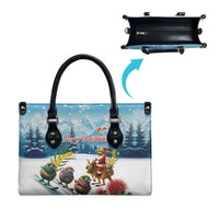 New Zealand and Australia Merry Christmas Leather Bag Kiwi Birds Skiing and Koala Santa Riding Kangaroo LT03 - Polynesian Pride