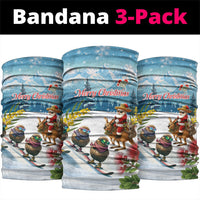New Zealand and Australia Merry Christmas Neck Gaiter Kiwi Birds Skiing and Koala Santa Riding Kangaroo LT03 package One Size: 25*50cm Multicolor - Polynesian Pride