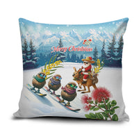 New Zealand and Australia Merry Christmas Pillow Cover Kiwi Birds Skiing and Koala Santa Riding Kangaroo LT03 Multicolor - Polynesian Pride