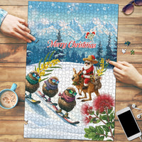 New Zealand and Australia Merry Christmas Puzzle Kiwi Birds Skiing and Koala Santa Riding Kangaroo LT03 Multicolor - Polynesian Pride