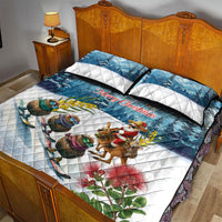 New Zealand and Australia Merry Christmas Quilt Bed Set Kiwi Birds Skiing and Koala Santa Riding Kangaroo LT03 - Polynesian Pride