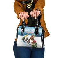 New Zealand and Australia Merry Christmas Shoulder Handbag Kiwi Birds Skiing and Koala Santa Riding Kangaroo LT03 One Size Multicolor - Polynesian Pride