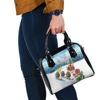New Zealand and Australia Merry Christmas Shoulder Handbag Kiwi Birds Skiing and Koala Santa Riding Kangaroo LT03 - Polynesian Pride
