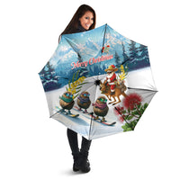New Zealand and Australia Merry Christmas Umbrella Kiwi Birds Skiing and Koala Santa Riding Kangaroo LT03 - Polynesian Pride