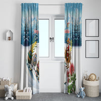 New Zealand and Australia Merry Christmas Window Curtain Kiwi Birds Skiing and Koala Santa Riding Kangaroo LT03 - Polynesian Pride