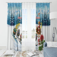 New Zealand and Australia Merry Christmas Window Curtain Kiwi Birds Skiing and Koala Santa Riding Kangaroo LT03 - Polynesian Pride