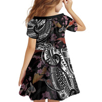 Hawaiian and Japanese Together Family Matching Off Shoulder Short Dress and Hawaiian Shirt Polynesian Triball Tattoo Koi Carps and Sakura