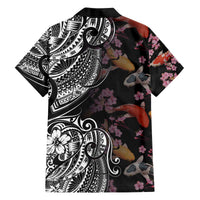Hawaiian and Japanese Together Family Matching Puletasi and Hawaiian Shirt Polynesian Triball Tattoo Koi Carps and Sakura LT03 - Polynesian Pride