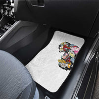 Hawaiian and Japanese Together Car Mats Colorful Traditional Japanese Tattoo and Kakau Pattern White Color